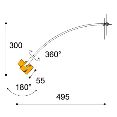 Kuper curve stemlight GU10 450mm